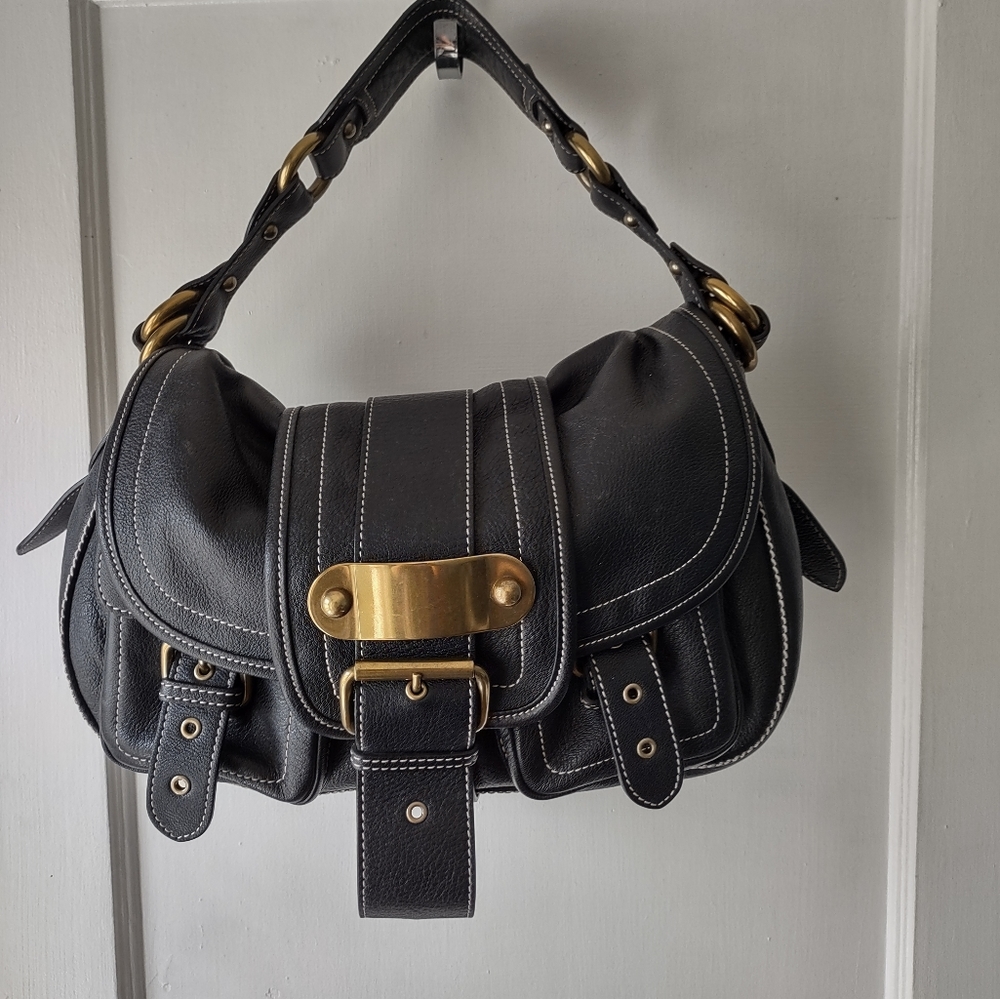 Marc Jacobs Black Satchel with Gold Accents